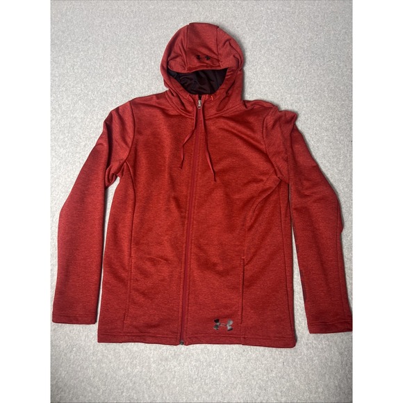 Under Armour Loose Fit Coldgear Men's Red Full‎ Zip Jacket Size Large - Picture 1 of 8